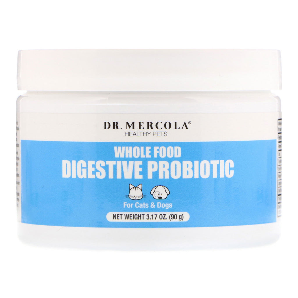 Dr. Mercola, Healthy Pets, Probiotyk trawienny pełnoziarnisty, dla kotów i psów, 3,17 uncji (90 g)
