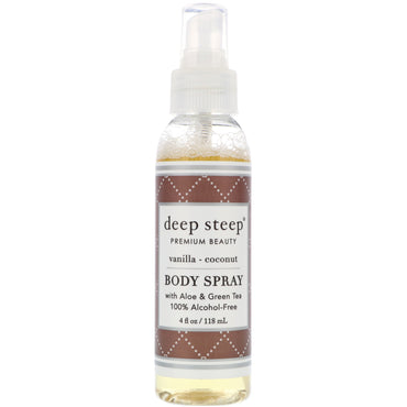 Deep Steep, Spray do ciała, Wanilia - Kokos, 4 fl oz (118 ml)