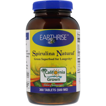 Earthrise, Spiruline Naturelle, 500 mg, 360 Comprimés