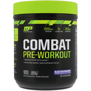 MusclePharm, Combat Pre-workout, פטל כחול, 9.84 אונקיות (279 גרם)
