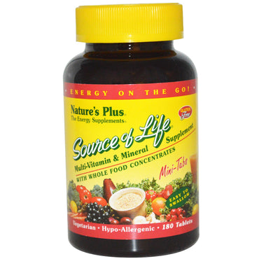 Nature's Plus, Source of Life, Multi-Vitamin & Mineral Supplement, 180 Mini Tablets