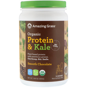 Amazing Grass,  Protein & Kale Powder, Plant Based, Smooth Chocolate, 19.6 oz (555 g)