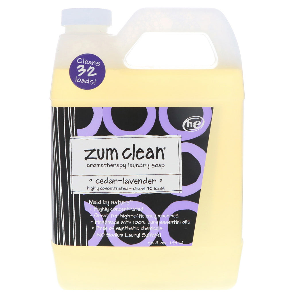 Indigo Wild, Zum Clean, jabón para lavar ropa con aromaterapia, cedro y lavanda, 32 fl oz (0,94 L)