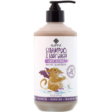 Shampoo e sabonete líquido de karité diário suave para bebês e maiores de idade Limão Lavanda 475 ml (16 fl oz)