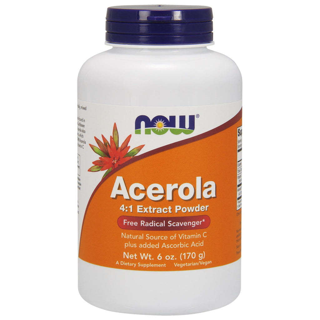 Now Foods, אבקת תמצית Acerola 4:1, 6 אונקיות (170 גרם)