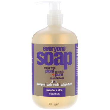EO-produkter, Everyone Soap, 3 i 1, lavendel + aloe, 16 fl oz (473 ml)