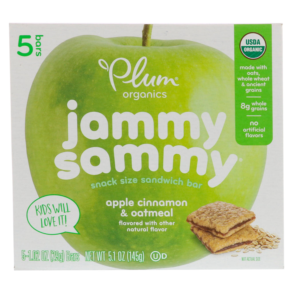 Plum's Jammy Sammy Pomme Cannelle &amp; Gruau 5 barres 1,02 oz (29 g) chacune