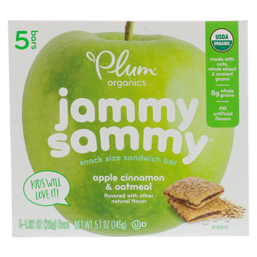 Plum's Jammy Sammy Pomme Cannelle &amp; Gruau 5 barres 1,02 oz (29 g) chacune