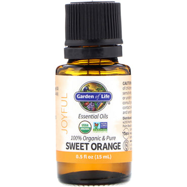 Garden of Life, 100 % puro y aceites esenciales, Joyful, naranja dulce, 0,5 fl oz (15 ml)