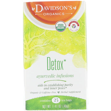 Davidson's Tea, infusiones ayurvédicas, desintoxicación, 25 bolsitas de té, 40 g (1,41 oz)