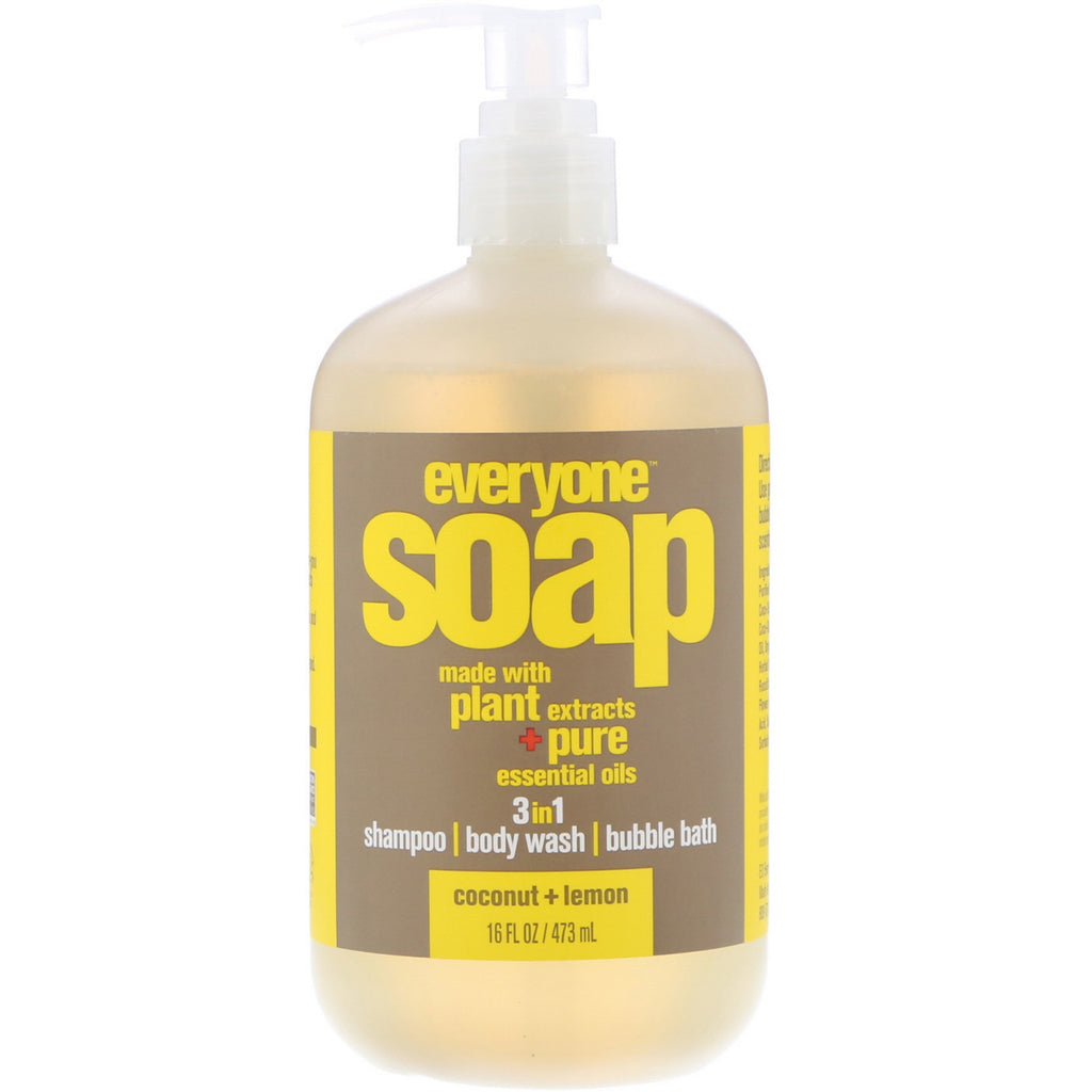 EO Products, Everyone Soap, 3 in 1, Coconut + Lemon, 16 fl oz (473 ml)