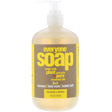 EO Products, Everyone Soap, 3 in 1, Coconut + Lemon, 16 fl oz (473 ml)
