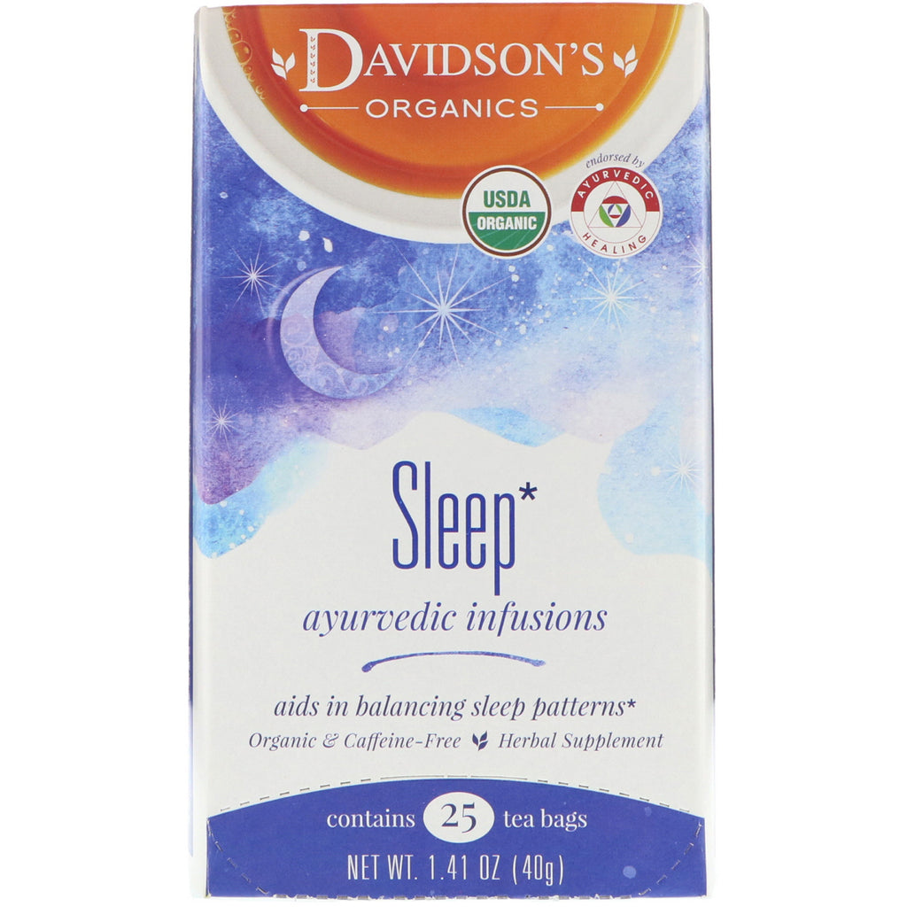 Davidsons te, ayurvediske infusjoner, søvn, 25 teposer, 1,41 oz (40 g)