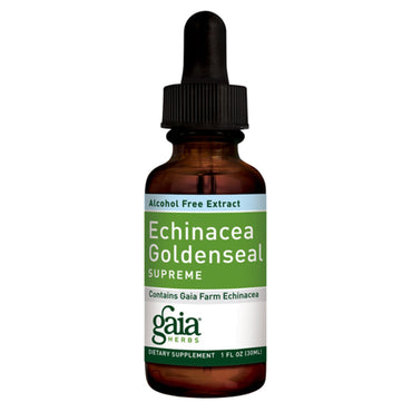 Gaia-urter, Echinacea Goldenseal Supreme, alkoholfrit ekstrakt, 1 fl oz (30 ml)