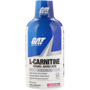 GAT, L-Carnitina, Aminoácido, Rainbow Burst, 1500 mg, 16 oz (473 ml)