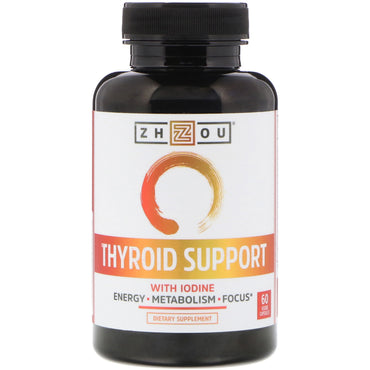 Zhou Nutrition, Apoyo a la tiroides con yodo, 60 cápsulas vegetales