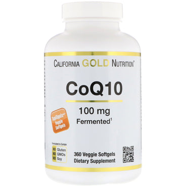 California Gold Nutrition, CoQ10, 100 mg, 360 cápsulas blandas vegetales