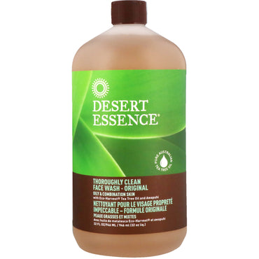 Desert Essence, Jabón facial completamente limpio - Piel original, grasa y mixta, 32 fl oz (946 ml)