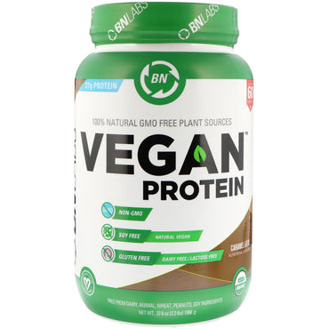 BN LABS, vegansk protein, karamell latte, 1066 g (2,3 lbs)