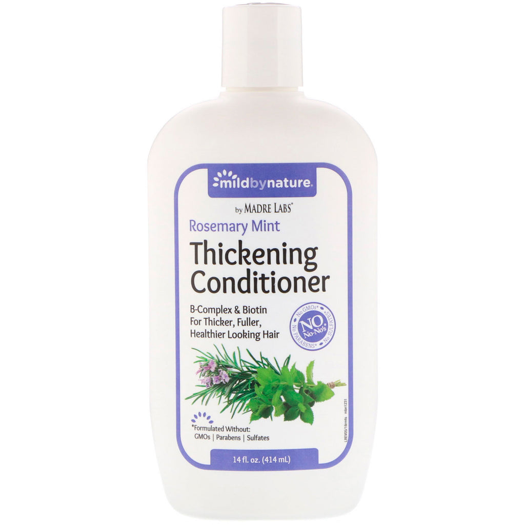 Mild By Nature, Thickening B-Complex + Biotin Conditioner by Madre Labs, No Sulfates, Rosemary Mint, 14 fl oz (414 ml)