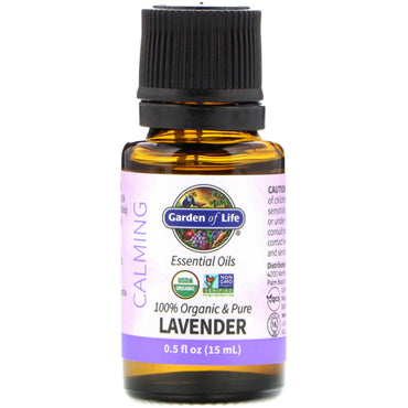 Garden of Life, 100%  & Pure, Essential Oils, Calming, Lavender, 0.5 fl oz (15 ml)