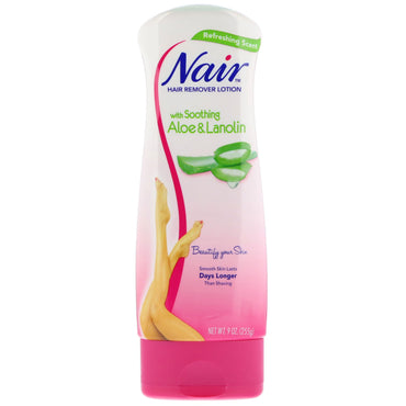 Nair, hårborttagningslotion, med lugnande aloe och lanolin, 9 oz (255 g)