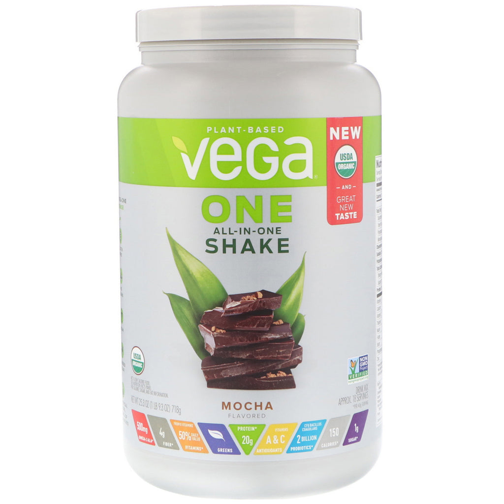 Vega, én, alt-i-ett-shake, mokka, 25,3 oz (718 g)