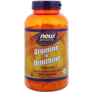 Nu voedingsmiddelen, sport, arginine & ornithine, 500/250, 250 capsules