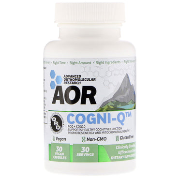 Investigación ortomolecular avanzada aor, cogni-q, 30 cápsulas veganas
