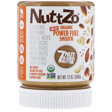 Nuttzo, Power Fuel, 7-Nuss- und Samenbutter, glatt, 12 oz (340 g)