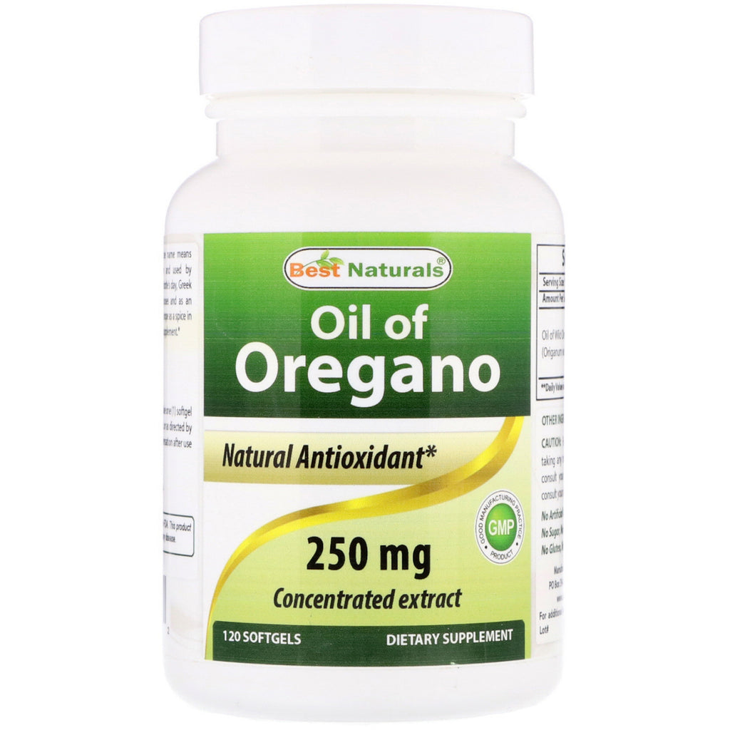 Best Naturals, Aceite de orégano, 250 mg, 120 cápsulas blandas