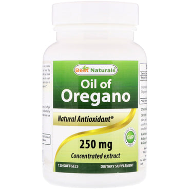 Best Naturals, oregano-olie, 250 mg, 120 softgels