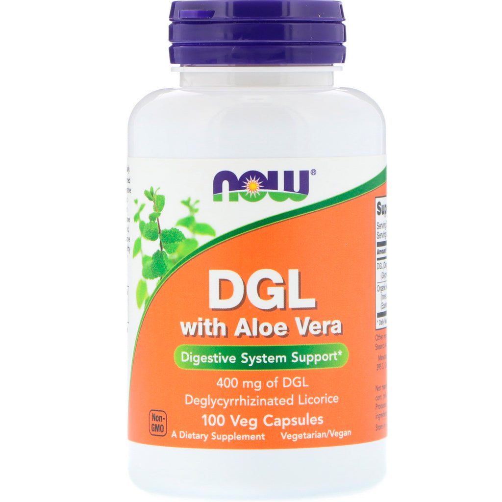 Now Foods, アロエベラ配合 DGL、400 mg、植物性カプセル 100 粒