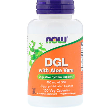 Now Foods, DGL med Aloe Vera, 400 mg, 100 vegetabilske kapsler