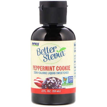 Now Foods, Better Stevia, Zero-Calorie Flydende sødemiddel, Peppermint Cookie, 2 fl oz (59 ml)