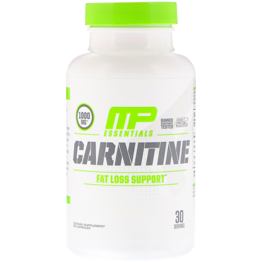 MusclePharm, Essentials, Carnitină, 1000 mg, 60 capsule