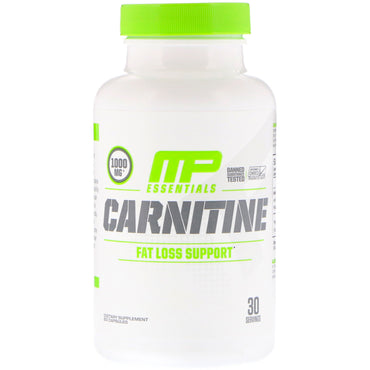 MusclePharm, Essentials, 카르니틴, 1000 mg, 60 캡슐