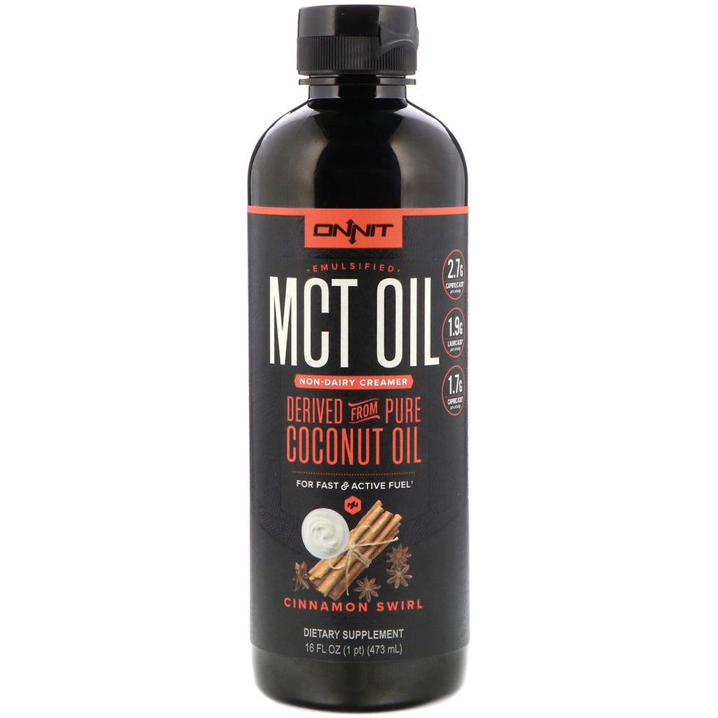 Onnit, olio MCT emulsionato, crema vegetale, spirale alla cannella, 473 ml (16 fl oz)