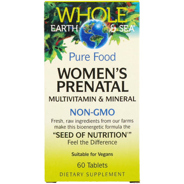 Natural Factors, Whole Earth & Sea، فيتامينات ومعادن متعددة للنساء قبل الولادة، 60 قرصًا