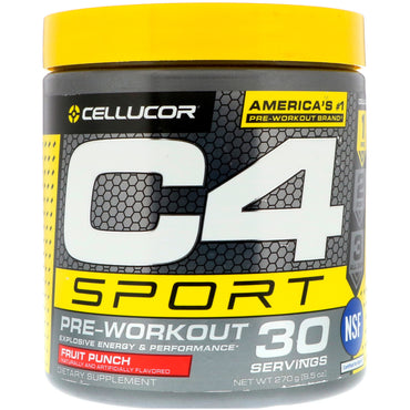 Cellucor, C4 Sport, Pre-Workout, Fruit Punch, 9.5 oz (270 g)