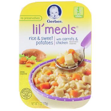 Gerber Lil' Meals Arroz y batatas con zanahorias y pollo para niños pequeños 6 oz (170 g)