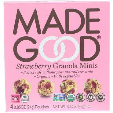 MadeGood, , Granola Minis, Strawberry, 4 Pouches, 0.85 oz (24 g) Each