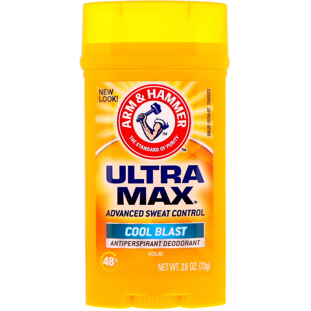 Arm & Hammer, UltraMax, Solid Antiperspirant Deodorant, för män, Cool Blast, 2,6 oz (73 g)