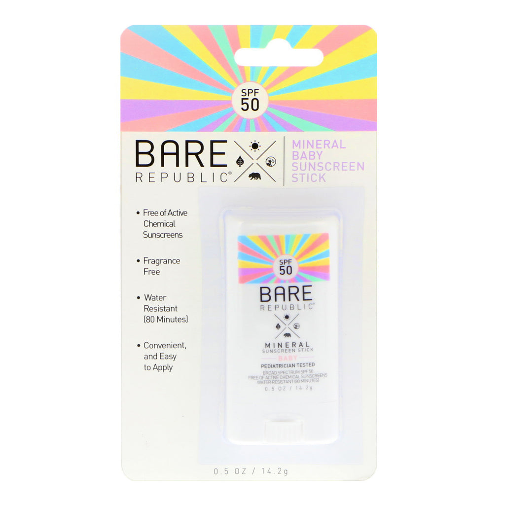 Bare Republic Mineral Baby Sunscreen Stick SPF 50 0.5 oz (14.2 g)