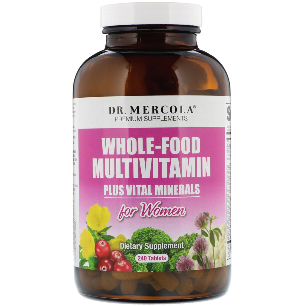 Dr. Mercola, multivitaminico alimentare integrale più minerali vitali per donne, 240 compresse