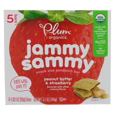 Plum s Jammy Sammy Erdnussbutter und Erdbeere, 5 Riegel à 29 g