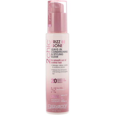 Giovanni, 2chic, Frizz Be Gone, Leave-In Conditioning & Styling Elixir, Shea Butter + Sweet Almond Oil, 4 fl oz (118 ml)