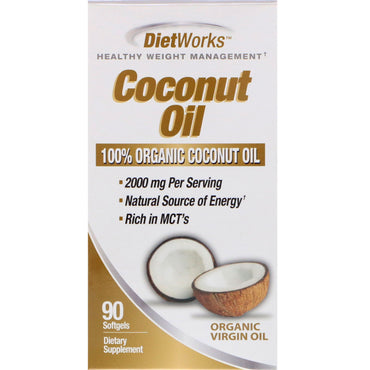 Dietworks, aceite de coco, 90 cápsulas blandas