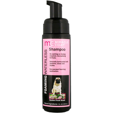 Miracle Care, Miracle Coat, skummande vattenfritt schampo, för hundar, trädgårdsfräsch doft, 7 fl oz (207 ml)