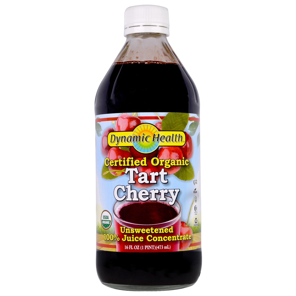 Dynamic Health Laboratories, Certified , Tart Cherry 100% Juice Concentrate, ไม่หวาน, 16 fl oz (473 ml)